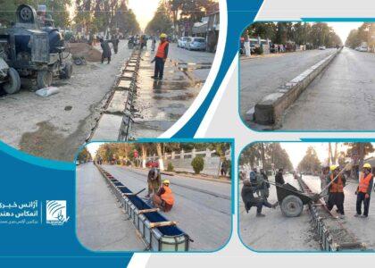 کار ساخت جدول‌ها و نصب پایه‌های برق تنویری جاده‌های شهر میمنه آغاز شد