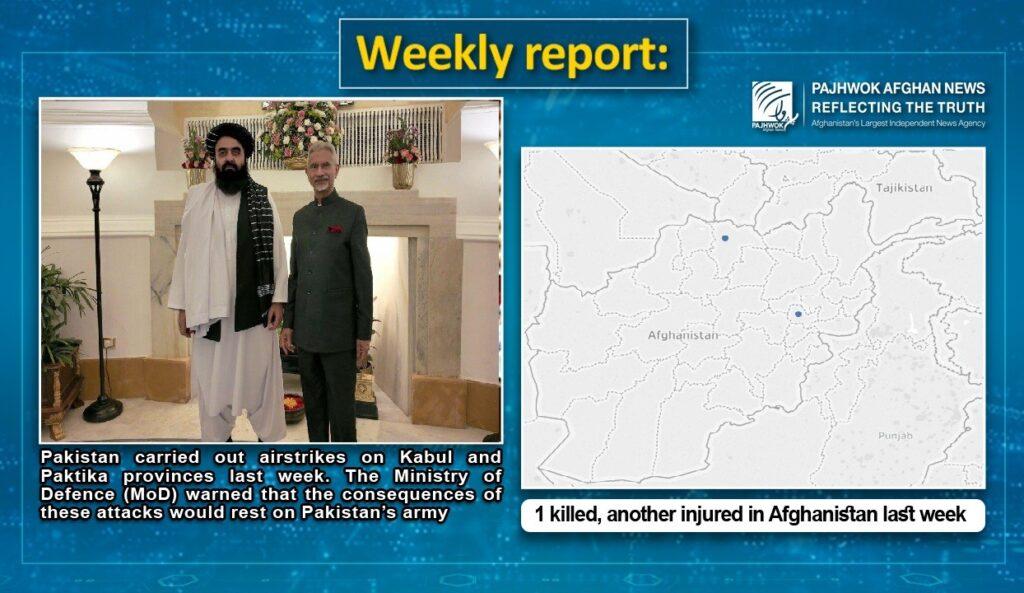 1 killed, another injured in Afghanistan last week