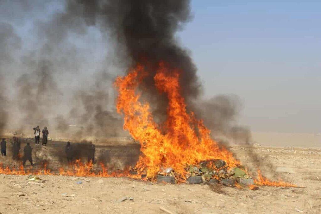 بیش از یک‌هزار کیلوگرام مواد مخدر در پروان حریق شد