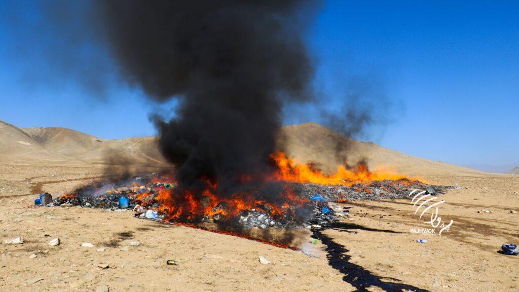 کابل کې نږدې ۲۰۰ زره کیلوګرامه بېلابېل نشه‌يي توکي وسوځول شول