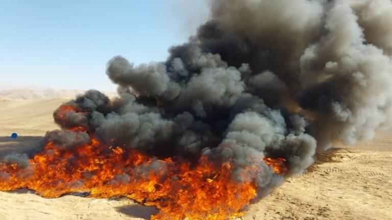 صدها کیلوگرام مواد مخدر درغور حریق گردید