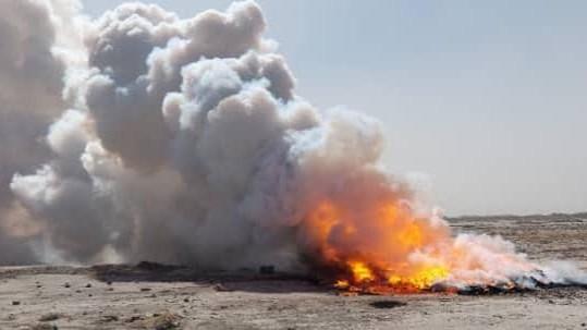 نزدیک به یک‌و‌نیم تُن مواد مخدر در نیمروز حریق شد