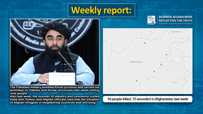 14 people killed, 13 wounded in Afghanistan last week