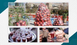 تاجری در هرات برای حمایت از تولیدات داخلی به شاگردان یک مکتب انار توزیع می‌کند