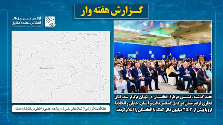 پژواک هفتۀ گذشته گزارشی از تلفات ناشی از رویدادهای جنایی و امنیتی دریافت نکرده‌است