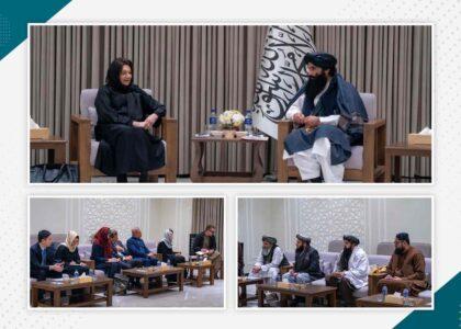 هیأت ملل متحد در دیدار با حقانی: نشست آیندۀ گروه‌های کاری پروسۀ دوحه در کابل برگزار خواهد شد