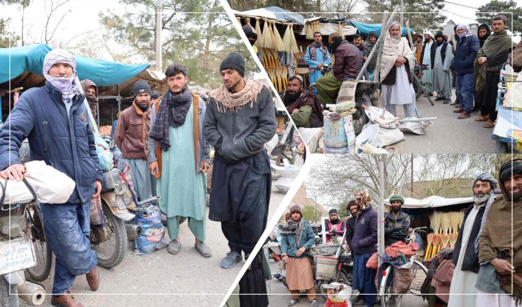 محل تجمع کارگران در شهر هرات؛ انتظار طولانی برای یافتن کار