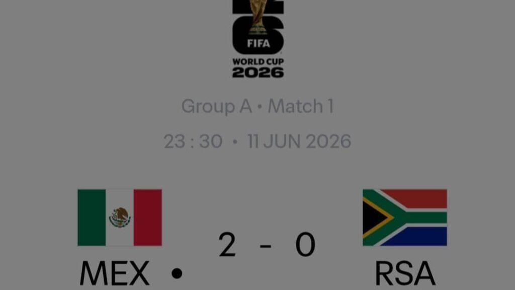Mexico defeats South Africa 2-0 in 2026 World Cup opener